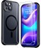 SPIDERCASE for iPhone 15 Plus Case Magnetic Translucent Matte Case with 2PCS Tempered Glass Screen Protector Slim Phone Case for iPhone 15 Plus 67 Black
