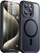 SPIDERCASE for iPhone 15 Pro Max Case Magnetic Translucent Matte Case with 2PCS Tempered Glass Screen Protector Slim Phone Case for iPhone 15 Pro Max 67 Black