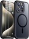 SPIDERCASE for iPhone 15 Pro Max Case Magnetic Translucent Matte Case with 2PCS Tempered Glass Screen Protector Slim Phone Case for iPhone 15 Pro Max 67 Black