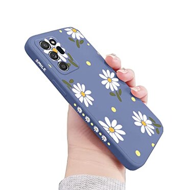 Sunswim for Galaxy Note 20 Ultra Case Cute Daisy Pattern Full Camera Lens Protection Shockproof TPU Bumper Liquid Silicone Protective Cover Phone Cases for Samsung Galaxy Note 20 Ultra 5G 69Grey