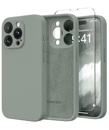 SuydanBox Magnetic for iPhone 14 Pro Case Compatible with MagSafe Full Camera ProtectionScreen Protector Silicone Shockproof Protective Phone Case for iPhone 14 Pro 61 Calke Green
