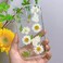 Abbery Designed for iPhone 11 Pressed Flower Case Cute Bling Glitter Sparkle Clear with Design Soft Silicone TPU Rubber Dried Real Flowers Floral Aesthetic Case for Women Girls White Daisy
