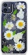 Abbery Designed for iPhone 11 Pressed Flower Case Cute Bling Glitter Sparkle Clear with Design Soft Silicone TPU Rubber Dried Real Flowers Floral Aesthetic Case for Women Girls White Daisy
