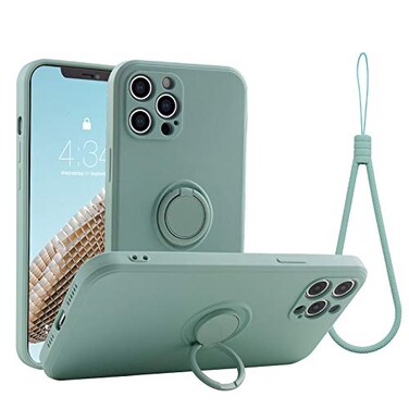 ABITKU Compatible with iPhone 12 Pro Max Case Silicone with 360Ring Kickstand Holder Support Magnetic Car Mount Soft Silk Microfiber Cloth Designed for iPhone 12 Pro Max 67inch 2020 Mint
