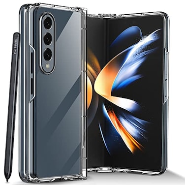 AICase for Galaxy Z Fold 4 Case with Pen Holder Clear AntiYellow Slim Fit UltraThin Transparent Crystal Hard PC Protective Phone Case with Builtin S Pen Slot for Samsung Galaxy Z Fold 4