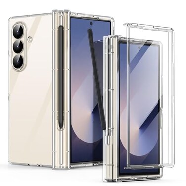 AICase for Samsung Galaxy Z Fold 7 Case Clear Original Builtin Screen Protector with S Pen Holder Slim Transparent 360 Full Body Protective Cover for Samsung Galaxy Z Fold 7 5G Case 2025 Clear5