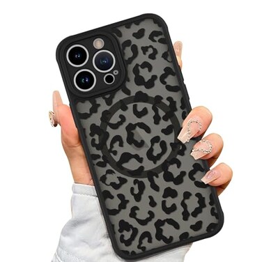 AIGOMARA Case for iPhone 13 Pro Max Compatible with MagSafe Black Leopard Pattern Design for Women Girls Men Soft TPU Bumper Hard PC Back AntiFall Shockproof Protective Slim Cover