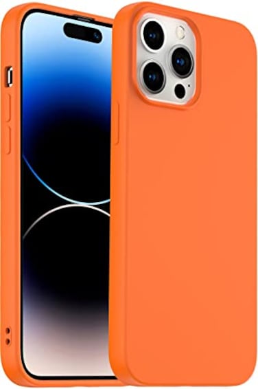 Amytor Designed for iPhone 14 Pro Max Case Silicone Ultra Slim Shockproof Phone Case with Soft AntiScratch Microfiber Lining Enhanced Camera Protection 67 inch Orange