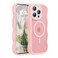Amzfield Magnetic for iPhone 15 Pro Max Case Compatible with Magsafe Wavy Frame Cute Translucent Matte Hard Back Silicone Bumper Shockproof Phone Case for iPhone 15 Pro Max Women Girls Pink