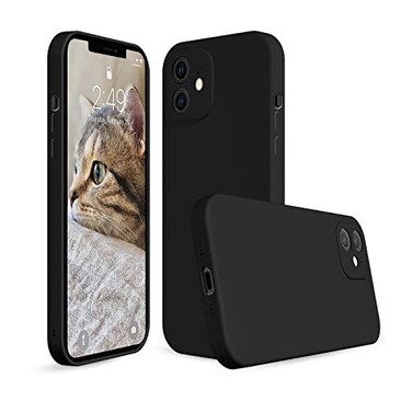 ANDATE for iPhone 12 Mini Case Silicone Black Soft Liquid Silicone Case FullBody Protective Case Cover with Microfiber Lining for iPhone 12mini54 Inch