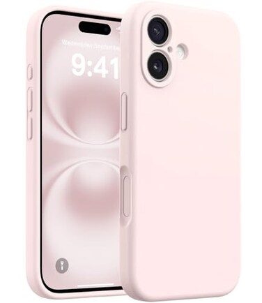 AOTESIER Magnetic for iPhone 16 Case Silicone Full Camera Protection Integrated Camera Control Button MagSafe Compatible AntiScratch Microfiber Lining Phone Case Chalk Pink