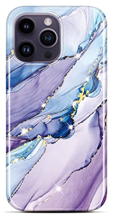 BAISRKE Compatible with iPhone 14 Pro Max Case Gold Sparkle Glitter Marble for Girly WomenShockproof Flexible Bumper Soft TPU Cover for iPhone 14 Pro Max 67 inch 2022 Purple Blue Glitter