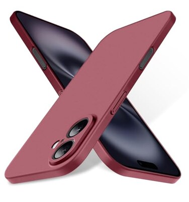 Bastmei for iPhone 16 Case Minimalist Phone Cases Extremely Light UltraLight Slim Camera Protection Hard PC Covers Thin Case for iPhone 16 61 2024 Gravel Wine Red