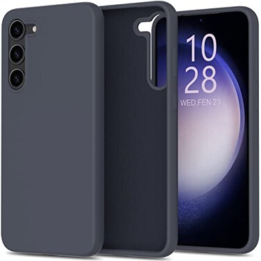 bemal for Samsung Galaxy S23 Case Smooth Silky Liquid Silicone Slim Fit Soft Microfiber Lining Designed for Women and Girls Shockproof Protective Phone Cover 61 Dark Grey