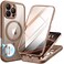 BERFY for iPhone 16 Pro Max Case Compatible with MagSafe Builtin Glass Screen Protector Camera Protection Shockproof Full Body Phone Case 69 Clear Desert Brown