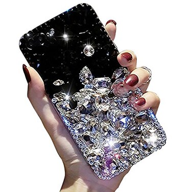 Aearl Bling Diamond Case for Samsung Galaxy S10 Plus3D Homemade Luxury Sparkle Crystal Rhinestone Shiny Glitter Full Clear Stones Back Phone Cover with Screen Protector for Samsung S10 PlusWhiteBlack