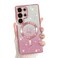 Bonoma Compatible with Samsung Galaxy S25 Ultra Case Support for MagSafe Plating Heart Glitter Magnetic Case TPU Camera Protection Back Cover for Phone Case Pink