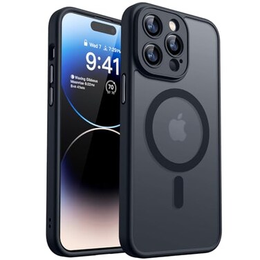 CANSHN Magnetic Compatible with iPhone 14 Pro Case Upgraded Full Camera Protection Compatible with Magsafe Translucent Matte Shockproof Protective Phone Case Cover 61 Inch Black