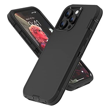 Sansunto Case Compatible with iPhone 14 Pro Max Heavy Duty Protective Black Phone Case Full Body Shockproof Durable Silicone Rubber with Hard PC Rugged Sturdy Phone Cover for 14 Pro Max 67 Inch Black