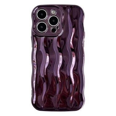 Caseative for iPhone 14 Pro Max CaseWater Ripple Pattern Curly Wave Frame Soft Phone Case Light Purple