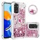 CCSmall for Xiaomi Redmi Note 11 4G Clear Glitter Case with Diamond Ring Holder for Women Soft TPU Bling Liquid Quicksand Sparkly Transparent Cover for Redmi Note 11 4GNote 11S 4G LSZ Rose Gold