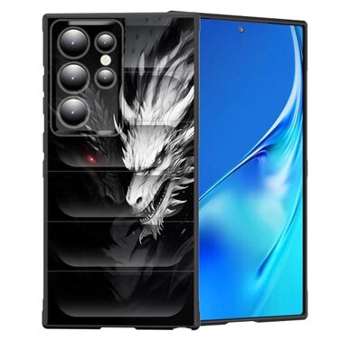 CICPLKSE for Galaxy S25 Ultra Case Premium Silicone with Soft AntiScratch Microfiber Lining Shockproof Protective Phone Case for Samsung Galaxy S25 Ultra 69 inch 2025Black and White Dragon