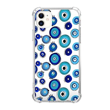 Cjoelzky Evil Eye Amulet Phone Case Compatible with iPhone 11Vintage Blue Evil Eye Pattern Silicone Shockproof TPU Bumper Protective Cover Case for iPhone 11