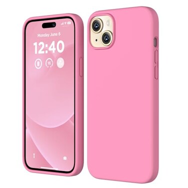 COFFKER Compatible for iPhone 15 Plus Case Silicone Liquid Shockproof Protective Cover Soft AntiScratch Microfiber Lining Slim Phone Case for iPhone 15 Plus 67 Tender Pink