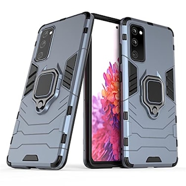MaiJin Compatible with Samsung Galaxy S20 FE S20 Fan Edition Galaxy S20 Lite Case Metal Ring Grip Kickstand Shockproof Hard Bumper Works with Magnetic Car Mount Dual Layer Rugged Cover Navy Blue