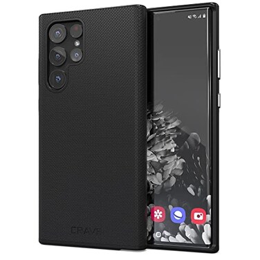 Crave Galaxy S22 Ultra Case Shockproof Protection Dual Layer Case for Samsung Galaxy S22 Ultra 5G 68 inch Black