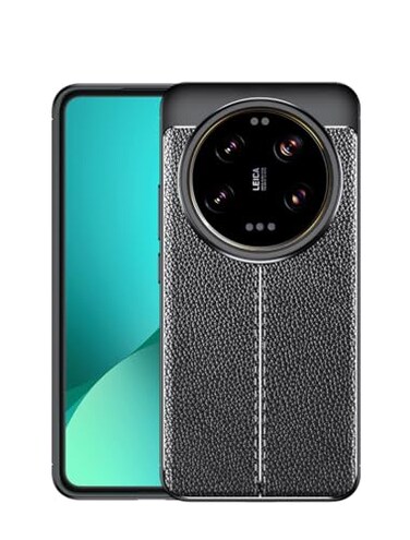 CruzerLite Case for Xiaomi Mi 14 Ultra Carbon Fiber Texture AntiScratch Shock Absorption Cover Leather Black
