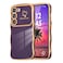 DEFBSC Case for Samsung Galaxy S22 Case Curly Wave Shape Plating Frame Cute Love Heart Cover for Girls Women Full Camera Lens Protection Soft Durable TPU Shockproof Bumper Dark Purple