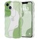 DEFBSC for iPhone 13 Case Cute Clear Wavy Art Design Aesthetic Pattern Phone Case for Women Girls Wave Frame Durable Protective Cover Full Camera Protection Bumper for iPhone 13 Green