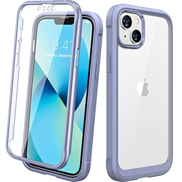 Diaclara Designed for iPhone 13 Case Full Body Rugged with Builtin Touch Sensitive AntiScratch Screen Protector Soft TPU Bumper Case for iPhone 13 61 Lavender Gray