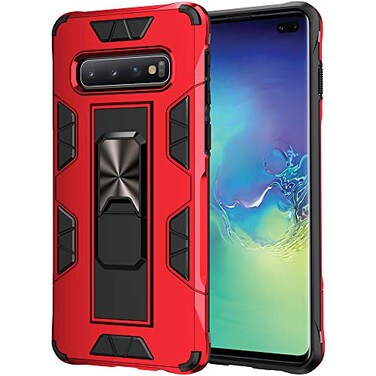 Dionsibei for Samsung Galaxy S10 Plus Case Military Grade Builtin Kickstand Case Holder Armor Heavy Duty Shockproof Cover Protective for Samsung Galaxy S10 Plus Phone Case Red