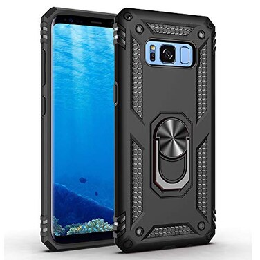 Dishibei Military Grade Drop Impact for Samsung Galaxy S8 Plus Case 62 inch 360 Metal Rotating Ring Kickstand Holder Builtin Magnetic Car Mount Armor for Galaxy S8 Plus Phone Case Black