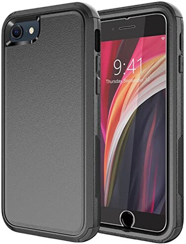 Diverbox Designed for iPhone SE case with Screen Protector Heavy Duty Shockproof ShockResistant Cases for Apple iPhone se Phone 20222020 Release Black