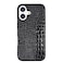 DMaos Compatible with iPhone 16 Pro Max Case for Women Crocodile Synthetic Patent Leather Cover Classic Fashion for iPhone16 Pro Max 2024 69 Inch Black