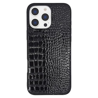 DMaos Compatible with iPhone 16 Pro Max Case for Women Crocodile Synthetic Patent Leather Cover Classic Fashion for iPhone16 Pro Max 2024 69 Inch Black