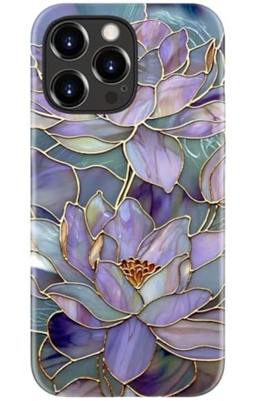 DorisMax for iPhone 14 Pro Max Case Wireless Charging Compatible DualLayer Hard Shell Silicone Cover Shockproof Protective Phone Case with Stylish Designs for Women Abstract Lotus