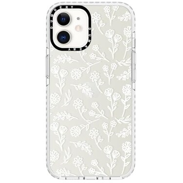 Dumkery Cute White Flowers Case Compatible with iPhone 12 Case Clear Floral iPhone 12 Pro Cases with Aesthetic Pattern Soft TPU Shockproof Slim Cover for Girls Women