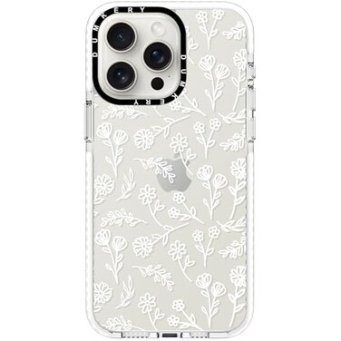 Dumkery Cute White Flowers Case Compatible with iPhone 15 Pro Max Clear Case Floral Aesthetic Pattern Soft TPU Shockproof Slim Cases Cover for Girls Women