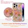 EYZUTAK Case for iPhone 13 Pro Max Colorful Retro Oil Painting Printed Flower Laser Glossy Pattern Cute Curly Wave Edge Exquisite Phone Cover Stylish Durable TPU Protective Case for Girls WomenGreen