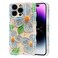 EYZUTAK Case for iPhone 14 Pro Colorful Retro Oil Painting Flower Leaf Laser Glossy Pattern Cute Curly Wave Edge Exquisite Phone Cover Stylish Durable TPU Protective Case for Girls Women Blue Green
