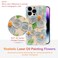 EYZUTAK Case for iPhone 14 Pro Colorful Retro Oil Painting Flower Leaf Laser Glossy Pattern Cute Curly Wave Edge Exquisite Phone Cover Stylish Durable TPU Protective Case for Girls Women Blue Green