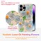 EYZUTAK Case for iPhone 14 Pro Colorful Retro Oil Painting Flower Leaf Laser Glossy Pattern Cute Curly Wave Edge Exquisite Phone Cover Stylish Durable TPU Protective Case for Girls Women Blue Green