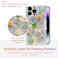 EYZUTAK Case for iPhone 16 Pro Colorful Retro Oil Painting Flower Leaf Laser Glossy Pattern Cute Curly Waves Edge Exquisite Phone Cover Stylish Durable TPU Protective Case for Women Blue Green