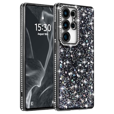FABSPARK Case for Samsung Galaxy S25 UltraGlitter Crystal Diamond Rhinestone Sequin Shiny Bling Sparkly Glossy Luxury ElectroplatedAesthetic Cute Full Protection for Samsung Galaxy S25 UltraBlack