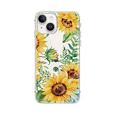 Fancy Case FancyCase for iPhone 14 Case 61inchWomen Girls Elegant Sunflower Style Pretty Floral Pattern Flexible TPU Protective Clear Case Compatible with iPhone 14 Big Sunflowers