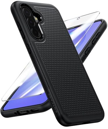 FNTCASE for Galaxy A365G Phone Case A565G Military Grade Drop Protection 14ft Drop Tested Screen Protector Included AntiSlip Matte Textured TPUPC Dual Layer Shockproof Cover Black